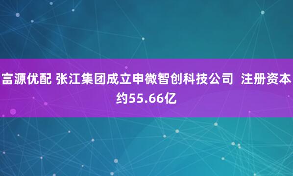 富源优配 张江集团成立申微智创科技公司  注册资本约55.66亿