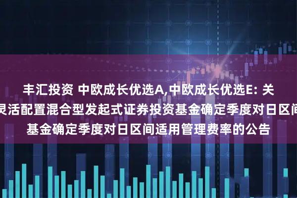 丰汇投资 中欧成长优选A,中欧成长优选E: 关于中欧成长优选回报灵活配置混合型发起式证券投资基金确定季度对日区间适用管理费率的公告
